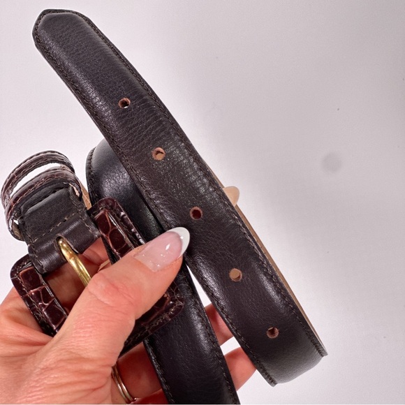 Talbots Womens Belt Made In Italy Genuine Leather Croc Buckle M main image 6